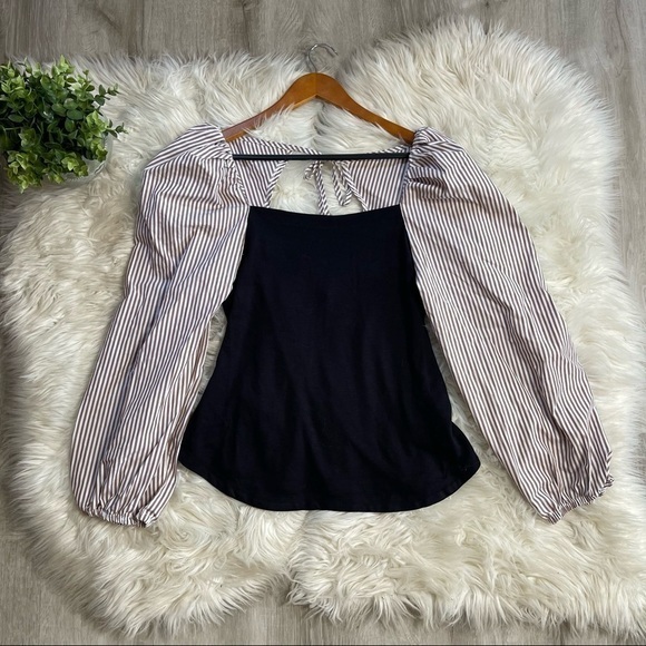 Maeve Anthropologie Open-Back Puff-Sleeved Blouse‎ - Picture 7 of 10